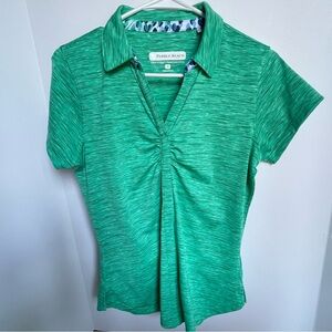 Pebble Beach M Golf Collared Short-sleeve Top Green Dry-Luxe Performance Tennis